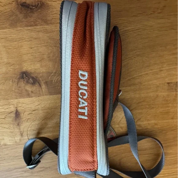 TUMI Race Crossbody Travel Bag Gray & Orange Nylon Compact Shoulder Bag - Picture 7 of 9